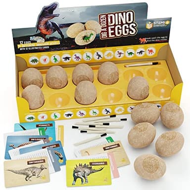 Dan&Darci Dig a Dozen Dino Egg Kit for Kids - Dinosaur Toys Gift 3-12 Year Old - 12 Eggs & Surprise Dinosaurs - Basket Stuffers - Science STEM Activities - Boy Toy Party Gifts for Boys & Girls - Image 7