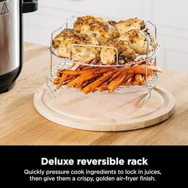 Ninja FD401 LP3 Foodi 12-in-1 Deluxe XL 8 qt. Pressure Cooker & Air Fryer that Steams, Slow Cooks, Sears, Sautés, Dehydrates & More, with 5 qt. Crisper Basket, Reversible Rack & Recipe Book, Silver - Image 8