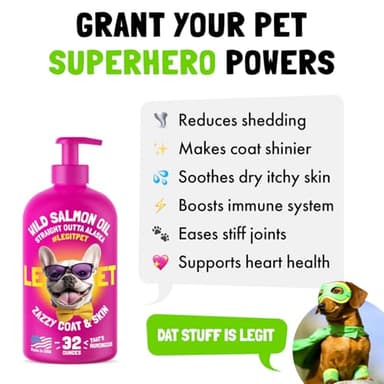 Wild Alaskan Salmon Oil for Dogs & Cats - Pure Fish Omega 3 6 9 Liquid EPA DHA Fatty Acids - Skin & Coat Supplement - Supports Joint Function, Brain, Eye, Immune & Heart Health - Made in USA 32 oz - Image 2