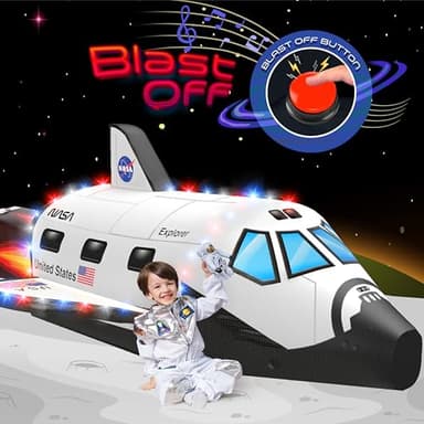 W&O Space Explorer Aerodome with LED Lights & Blast-Off Button – Inflates in Seconds to Create an Immersive Space Adventure for Kids Ages 3-12 – Inflatable Rocket Ship Tent (Fan Not Included) - Image 1