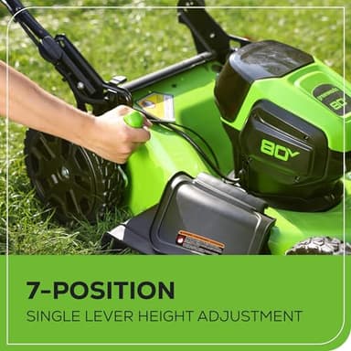 Greenworks 80V 21” Brushless (Push) Cordless Electric Lawn Mower + (500 CFM) Axial Leaf Blower + 13” String Trimmer (75+ Compatible Tools), (2) 2.0Ah Batteries and 30 Minute Rapid Charger - Image 7