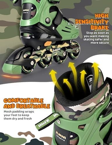 2PM SPORTS Inline Skates for Kids Boys Girls Ages 5-8 8-12 3-5 4-8 6-12 with Light Up Wheels, Adjustable Children's Roller Skates Blades for Toddler Beginner Youth Indoor Outdoor - Image 4