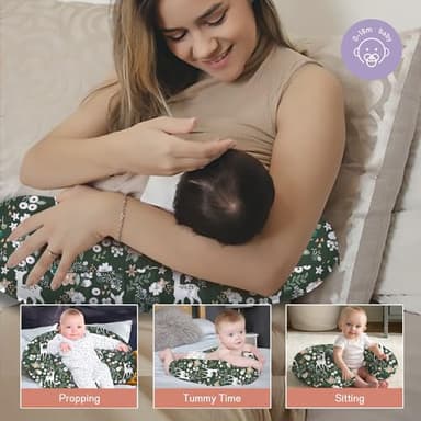Little Grape Land Nursing Pillow for Infants, Breastfeeding Pillows, Baby Support Pillow for Nursing, Bottle Feeding, Tummy Time with Machine Washable Cover & Breathable Filling (Forest Deer) - Image 3
