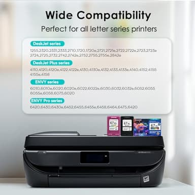 EcoVictor Remanufactured 67XL Ink Cartridge Replacement for HP Ink 67 XL HP67XL Black and Color Combo 2 Pack for DeskJet 4155e 2755e 2700 2700e 4100 4100e 2320 Envy 6000 6055 6400 6055e 6455e Printer - Image 2