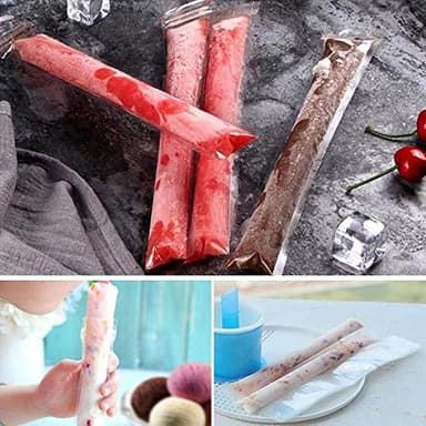 FEBSNOW 200 PCS Pop Bags - Pop Mold Bags with Funnel for Yogurt, Ice Candy, Ice Cream Party Favors (11"x2") - Image 5