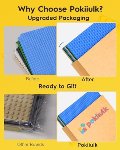 Pokiiulk Classic Baseplates Building Plates-Pack of 10 Large 10" x 10" Building Bricks, Compatible with All Major Brands and Activity Table, Perfect STEM Gift for Builders Age 3+ (Multicolored) - Image 5