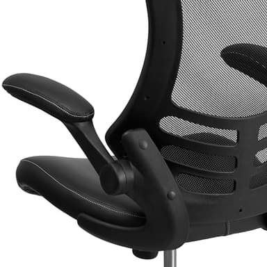 Flash Furniture Kelista Mid-Back Swivel Office Chair with Adjustable Seat Height, Ergonomic Mesh Desk Chair with LeatherSoft Seat, Black - Image 17
