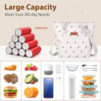 BULGILIA Lunch Box for Women/Men - Adult Insulated Lunch Bag with Snack Bag, Portable Reusable Waterproof Lunch Tote Bags with Adjustable Shoulder Strap for Work,Travel,Outdoor（beige） - Image 3