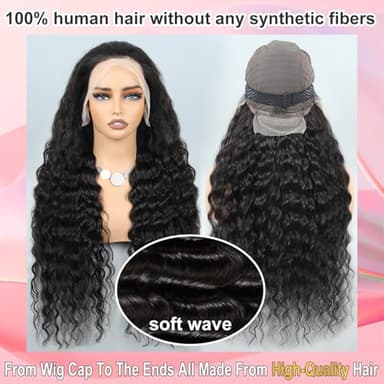 MEIMEI 32 Inch 13x6 Loose Wave Lace Front Wigs Human Hair 200 Density 15A Loose Deep Wave Lace Front Wigs Human Hair Pre Plucked Glueless HD Transparent Lace Frontal Wig Pre Plucked with Baby Hair - Image 4