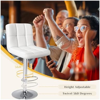 DUMOS Bar Stools Set of 4, 24 inch Counter Height Bar Stools, Upholstered Modern Kitchen Barstools with Metal Base, PU Leather Saddle Stools for Kitchen Island, White - Image 6