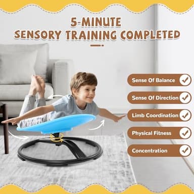 Zhenx Spinning Chair for Autistic Kids, Kids Sensory Swivel Chair, Sensory Spinner Seat for Autism Toddlers & ADHD Children, Sit and Spin Training Body Coordination (Blue) - Image 5