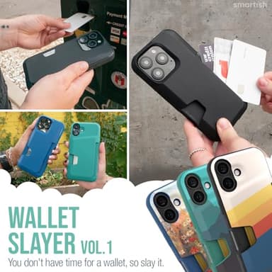 Smartish® iPhone 16 Pro Wallet Case - Wallet Slayer Vol. 1 [Slim + Protective] Credit Card Holder - Drop Tested Hidden Flip Card Slot Cover Compatible with Apple iPhone 16 Pro - Blues on The Green - Image 6