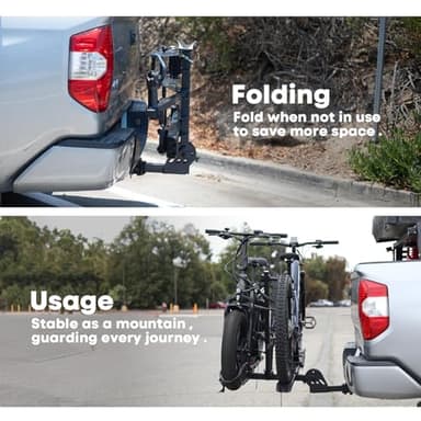 CRAVOT EBike Rack with Ramp, 200 lbs Capacity Heavy Bike Rack Electric Bike Carrier for 2 E-Bike, Foldable Bike Racks for Tow Hitch Up to 5-inch Fat Tire 2'' Receiver - Image 4