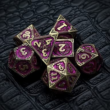 Haxtec Metal Dice Set Purple Black Dragon Pattern Metal DND Dice with Leather Dice Bag Polyhedral D&D Dice Compatible with Dungeons and Dragons TTRPG Gifts - Image 5
