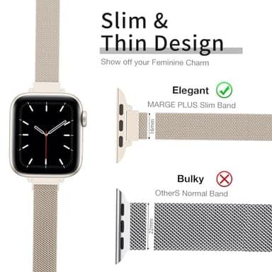 MARGE PLUS Slim Milanese Loop Compatible with Apple Watch Band for women 41mm 40mm 38mm 42mm 46mm 45mm 44mm, Stainless Steel Magnetic Mesh Strap work on iWatch Series 11 10 9 8 7 6 5 4 3 & SE 3 2 1 - Image 2