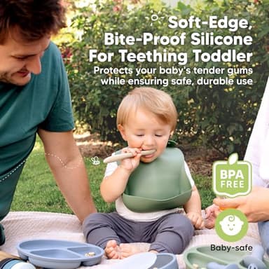 KeaBabies Silicone Baby Spoons, Self Feeding 6-12 months - 3-Pack Baby Weaning Eating Utensils, Toddler First Food Training Spoon, Infant, Kids Feeding Supplies Essential Set, Dishwasher-safe (Slate) - Image 4