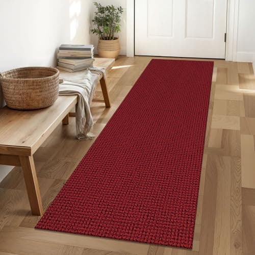IOHOUZE Christmas Runner Rug 2x6 Ft Black Red Woven Runners for Hallways Washable Kitchen Rug Non Slip Braided Entryway Runner Rugs Floor Carpet Runners for Indoor Foyer Bedroom Laundry - Image 1