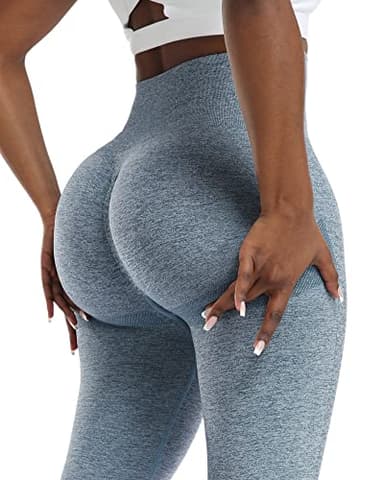 NORMOV 4 Piece Butt Lifting Workout Leggings for Women, Seamless Gym Scrunch Booty Lifting Sets(Black/Grey/Blue/Pink, S) - Image 2