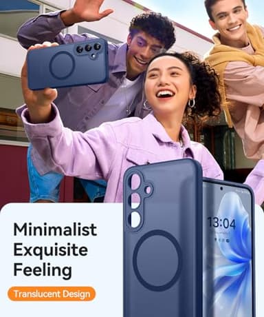 CANSHN Designed for Samsung Galaxy S25 Plus Case (2025) [Full Camera Protection] [Compatible with Magsafe] Translucent Matte Back Protective Phone Cover, Deep Blue - Image 4