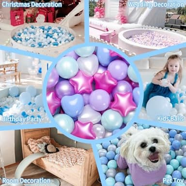 Star Ball Pit Balls for Ball Pit, Crush-Proof BPA Free Colorful Play Plastic Balls for Kids Toddler Christmas Party Decor Giant Friendship Bracelet Banner, Pearl Mermaid Blue,50pcs 2.15inch Balls - Image 4