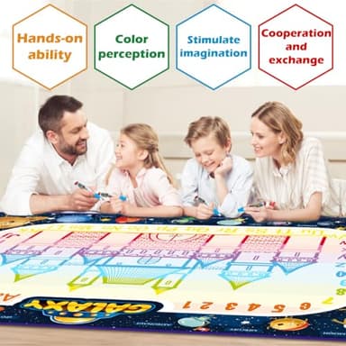 Jasonwell Aqua Water Doodle Mat 48 x 36 Inches Large Magic Drawing Doodling Mat Coloring Mat Educational Toys Christmas Birthday Gifts for Kids Toddler Boys Girls Age 2 3 4 5 6 7 8 Year Old (Galaxy) - Image 8