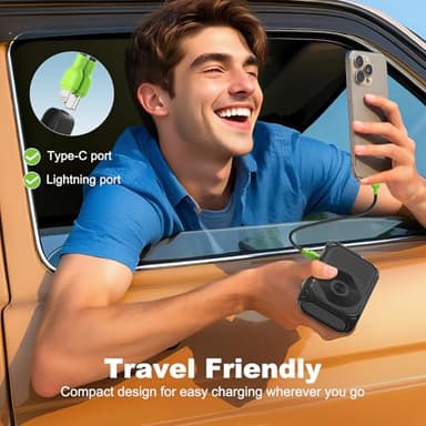 SEANCHEER P05 Portable Charger, Magnetic Power Bank, Small Wireless PowerBank, Battery Pack10000mAh Travel Essentials Fast Charging with Built in Cable, Foldable Wall Plug for iPhone,Samsung,Andriod - Image 4