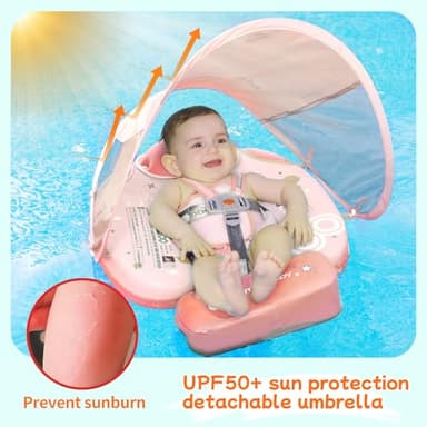 Mambobaby Float with Canopy & Portable Backpack Skin-friendly Baby Swim Float with Tail Waterproof Non-Inflatable Mambo Float Smart Swim Trainer Soft Solid Infant Pool Float 3-24 months Baby Swim Ring - Image 9