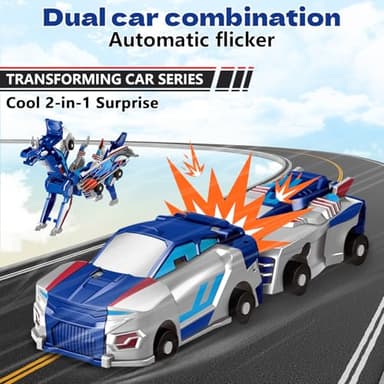 Intoypad Collision Transforming Dinosaur Car Toy, 2 Magnetic Cars Transform into Dinosaur Toys for Kids Toddler Fun Deformation Robot Dino Car Christmas Birthday Gift Toys for Boys Girls(Blue Dragon) - Image 5