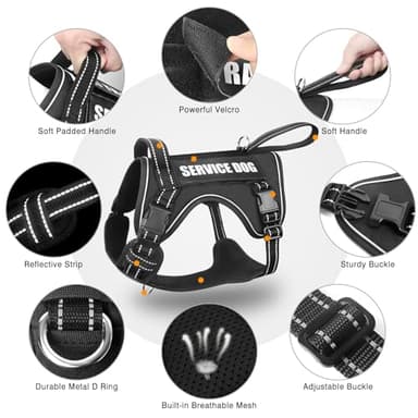 WINSEE Tactical Dog Harness, No Pull Dog Harness for Medium Large Dogs with Handle & Molle, Military Service Dog Vest Harness in Training Pet Harness for Small Dogs - Image 4