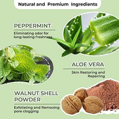 Armpit Detox Scrub 8.8 oz with Peppermint, Aloe Vera and Walnut Shell Powder, Underarm Scrub Helps on Removing Odor, Deep Cleanse & Exfoliating, also for Legs, Knee, Feet, Hands Whole Body - Image 3