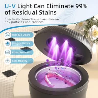 Ultrasonic Retainer Cleaner, 45kHz Retainer Cleaner Machine for Dentures, Mouth Guards, Aligners, Braces, Toothbrush Heads & Jewelry, 200ML Dental Cleaning Pod with 4 Modes & Digital Timer - Image 4