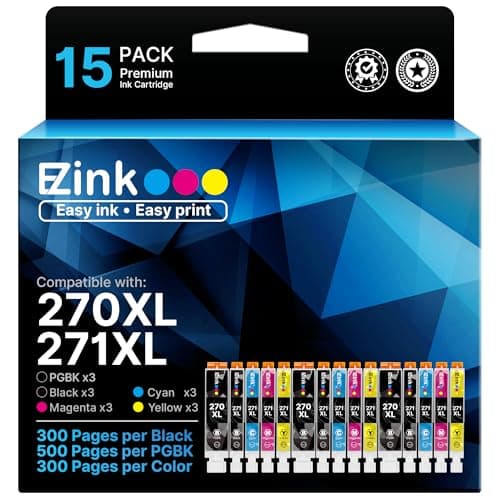 PGI-270XL CLI-271XL Printer Ink Compatible for Canon 270 271 XL Ink Cartridges to use with Canon Pixma TS6020 MG6821 MG5720 MG5721 MG5722 MG6820 MG6822 TS5020 MG7720 TS8020 TS9020, (5 Color-15 Pack) - Image 1