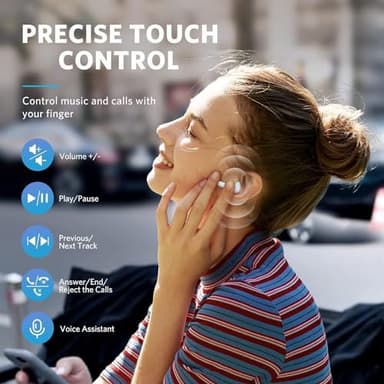 Wireless Earbuds, Bluetooth 5.4 Headphones Stereo Deep Bass, Wireless Noise Cancelling Headphones with Mic, 48H Playtime, Touch Control, IPX8 Waterproof in-Ear Earphones for iPhone iOS Android Phone - Image 6