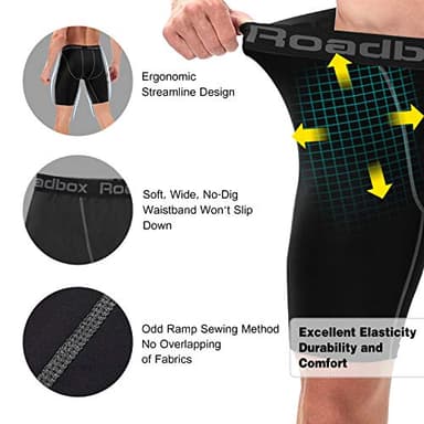Roadbox Compression Shorts for Men Athletic Workout Underwear Running Gym Spandex Short Sports(Black,Navy,Green,L) - Image 5