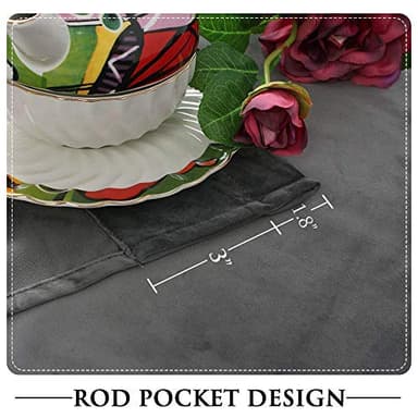 StangH Velvet Curtains 108 inches Long - Heavy-Duty Blackout Velvet Drapes Heat & Chill Resistant Window Panels for Villa/Patio Door, Grey, 52 by 108-inches, 2 Pcs - Image 3
