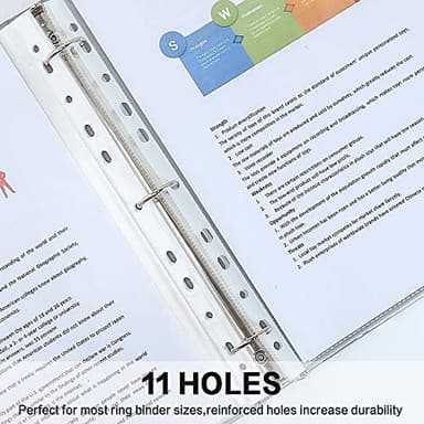 Sheet Protectors, HERKKA 1000 Pack Heavy Duty Clear Plastic Page Protectors Sheet Reinforced 11-Hole Fit for 3 Ring Binder Fits Standard 8.5 x 11 Paper, 9.25 x 11.25 Top Loaded, Acid Free - Image 4