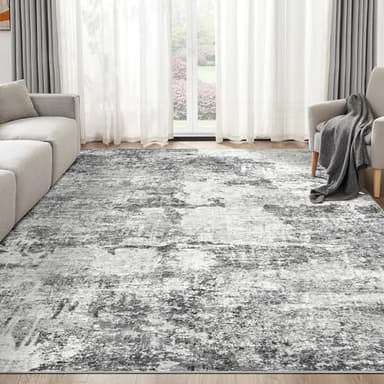 DMOYEST Living Room Area Rugs - 6x9 Abstract Large Soft Indoor Washable Rug Neutral Modern Low Pile Carpet for Bedroom Dining Room Farmhouse Home Office - Grey - Image 8