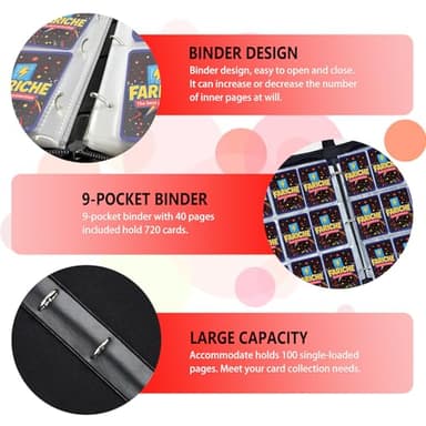 Trading Card Binder for TCG Cards, 9-Pocket Portable Card Collector Ablum Holder Book Fits 900 Cards with 50 Removable Sleeve, Waterproof BKM Card Binder Display Storage Carrying Cases for TCG-Storm - Image 4