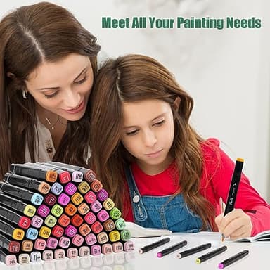 Kebuye 80 Colors Alcohol Markers Set, Dual Tips Blender Art Markers for Drawing Sketching Coloring Artist Pens and Underlining, Professional Permanent Sketch Marker for Kids Adult Coloring - Image 6
