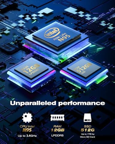 jumper 2-in-1 Laptop/Tablet（2025）,4-core N95, 12GB DDR5 RAM 512GB SSD, 12 Inch 2K FHD IPS Touchscreen,Windows11 Tablet with Magnetic Keyboard, 2 Stereo Speakers,for Student Back to School - Image 4