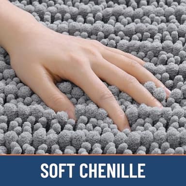 Smiry Bathroom Rugs Mat 30x20, Extra Soft Absorbent Chenille Bath Rugs, Non Slip Rubber Backing Machine Washable Quick Dry Bath Mats for Bathroom Floor, Tub, Shower, Home Decor Accessories, Grey - Image 4