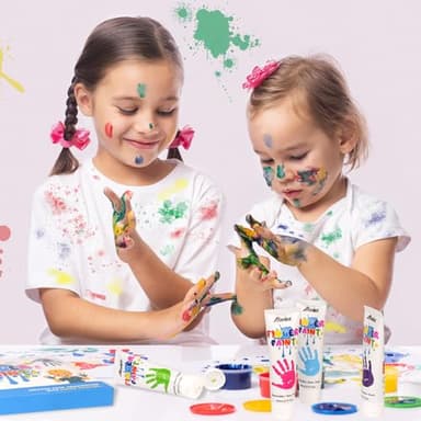 ABEIER Washable Finger Paint for Toddlers, Safe Non-Toxic, 12 x 2oz Vibrant Colors, Baby Safe Paint for Hand and Feet, Mess Free Art Supplies for Kids, Preschool Learning Gifts, Ages 1-3 4 5 6+ - Image 2