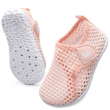 JIASUQI Babys Girls Boys Comfort Walking Water Shoes for Outdoor Swimming River Mesh Pink 12-18 Months - Image 2