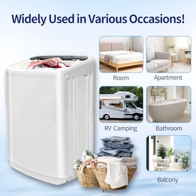 TGC 0.9 Cu.Ft.Small Portable Washer, 7.7 lb. Capacity Mini Washing Machine for Homes & Apartments & LED Display - Image 4