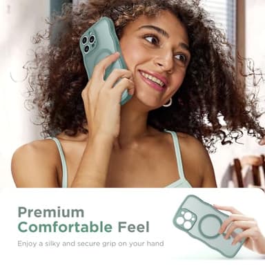 CAPRARO Cute for iPhone 15 Pro Max Case, Compatible with MagSafe, [Curly Wave Edge] [Full Camera Protection] [14 FT Drop Protection] Magnetic Phone Case for 15 Pro Max 6.7 Inch, Midnight Green - Image 8