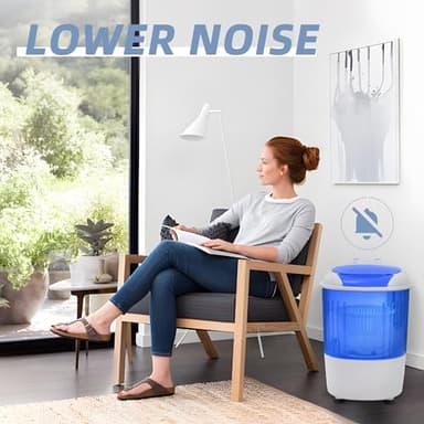 Elevon QD-MINIPWM-BL-1G Portable Mini Washing Machine with Spin Dryer 5.5 lbs Washers, Rotary Timer Controller, Compact Laundry for Home, Apartment, RV, White/Blue - Image 7