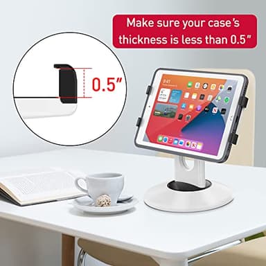 AboveTEK Retail Kiosk iPad Stand, 360° Rotating Commercial POS Tablet Stand, Fits 6"-13" (Screens) iPad mini Pro-Business Swivel Tablet Holder, for Store Office Reception Kitchen Desktop (White) - Image 7
