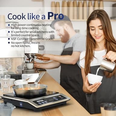 ChangBERT Induction Cooktop, Commercial Grade Portable Cooker, Large 8” Heating Coil, Premium Stainless Steel Countertop Burner with NSF Certified, 10 Hours Timer Powerful 1800W Professional Hot Plate - Image 7