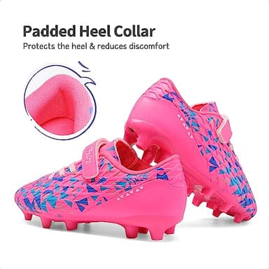 DREAM PAIRS Boys Girls Soccer Cleats Kids Football Shoes for Little/Big Kid SDSO2307K,Size 8 Toddler,Hot Pink/RoyalBlue - Image 4