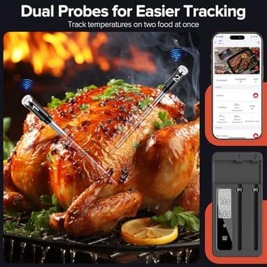 Smart Wireless Meat Thermometer with Dual Probes - Advanced Bluetooth Cooking Thermometer for Perfect Grilling, Smoking, Oven Roasting & Air Frying, Long Range Monitoring & Smart Alerts - Image 4